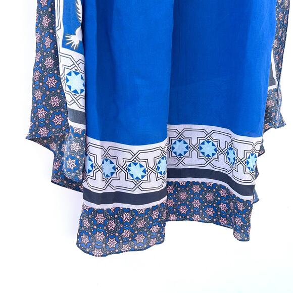 Carolina K Silk Mini Halter Short Cape Dress Blue Flowy Boho XS Cocktail - Picture 7 of 10